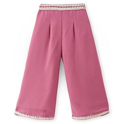 Babyhug Woven Three Fourth Sleeves Embroidered Top & Palazzo Set with Shrug Foil Embroidery - Rose Gold - Image 10