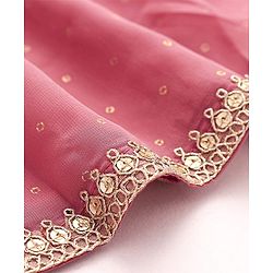 Babyhug Woven Three Fourth Sleeves Embroidered Top & Palazzo Set with Shrug Foil Embroidery - Rose Gold - Image 13