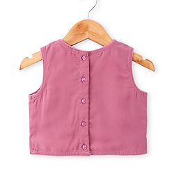 Babyhug Woven Three Fourth Sleeves Embroidered Top & Palazzo Set with Shrug Foil Embroidery - Rose Gold - Image 7