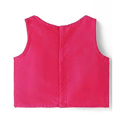 Babyhug Woven Top with Three Fourth Sleeves Printed Jacket & Palazzo - Light Green & Dark Pink - Image 3