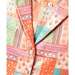 Babyhug Woven Top with Three Fourth Sleeves Printed Jacket & Palazzo - Peach - Image 8