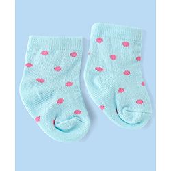 Cute Walk by Babyhug Anti-Bacterial Ankle Length Striped & Polka Dots Design Socks Pack of 3 - Yellow Blue & White - Image 3