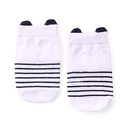 Cute Walk by Babyhug Anti Skid Ankle Length Antibacterial Knitted Striped & Polka Dots Design Socks Pack Of 3 - Blue White & Yellow - Image 6