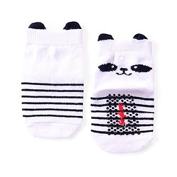 Cute Walk by Babyhug Anti Skid Ankle Length Antibacterial Knitted Striped & Polka Dots Design Socks Pack Of 3 - Blue White & Yellow - Image 7