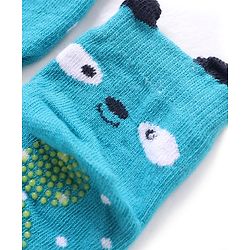 Cute Walk by Babyhug Anti Skid Ankle Length Antibacterial Knitted Striped & Polka Dots Design Socks Pack Of 3 - Blue White & Yellow - Image 8