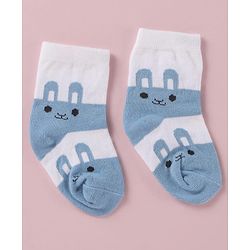 Cute Walk by Babyhug Cotton Knit Anti Bacterial Ankle Length Socks With Polka Dots & Bunny Print -  White - Image 3