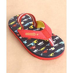 Cute Walk by Babyhug Flip Flops with Back Strap Vehicle Print - Blue - Image 3