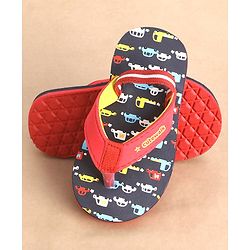 Cute Walk by Babyhug Flip Flops with Back Strap Vehicle Print - Blue - Image 6
