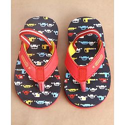 Cute Walk by Babyhug Flip Flops with Back Strap Vehicle Print - Blue - Image 7