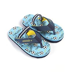 Cute Walk by Babyhug Slip Flop Flops with Back Strap & Football Print - Blue - Image 3