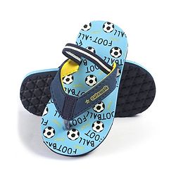 Cute Walk by Babyhug Slip Flop Flops with Back Strap & Football Print - Blue - Image 7