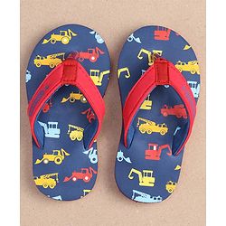 Cute Walk by Babyhug Slip On Flip Flops JCB Print - Blue - Image 35