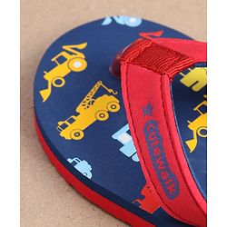 Cute Walk by Babyhug Slip On Flip Flops JCB Print - Blue - Image 9