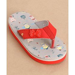 Cute Walk by Babyhug Slip On Style Anchor Graphics & Bow Applique Flip Flops - Grey - Image 3