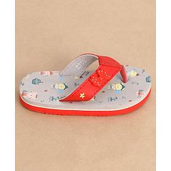 Cute Walk by Babyhug Slip On Style Anchor Graphics & Bow Applique Flip Flops - Grey - Image 4