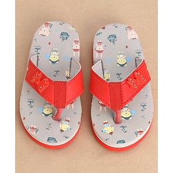 Cute Walk by Babyhug Slip On Style Anchor Graphics & Bow Applique Flip Flops - Grey - Image 7